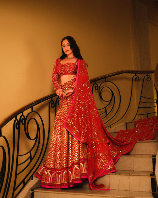 Surkh Gota Bridal Lehenga