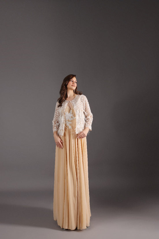 Beige Designer Gown with Jacket