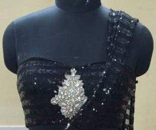 Black Sequined Lehenga Saree with Embellished Blouse