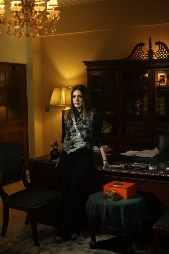 Black Hand-Embroidered Luxury Statement Waist Coat