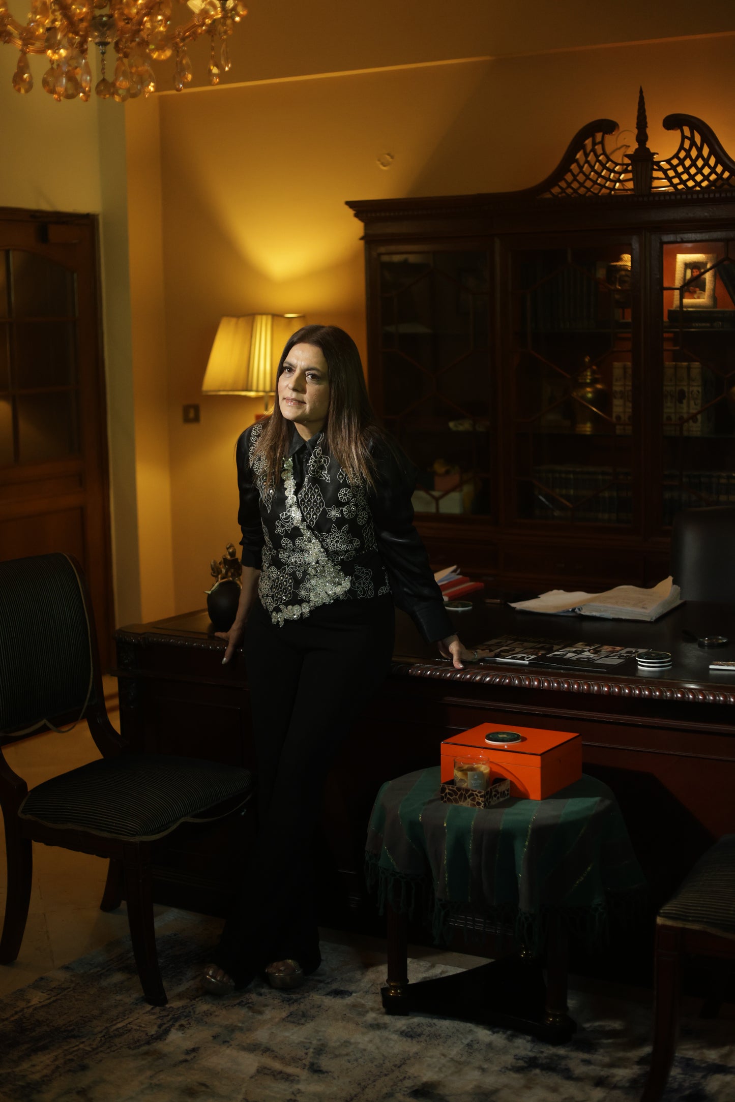 Black Hand-Embroidered Luxury Statement Waist Coat