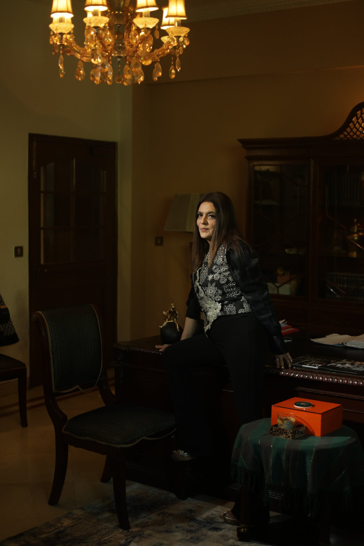 Black Hand-Embroidered Luxury Statement Waist Coat