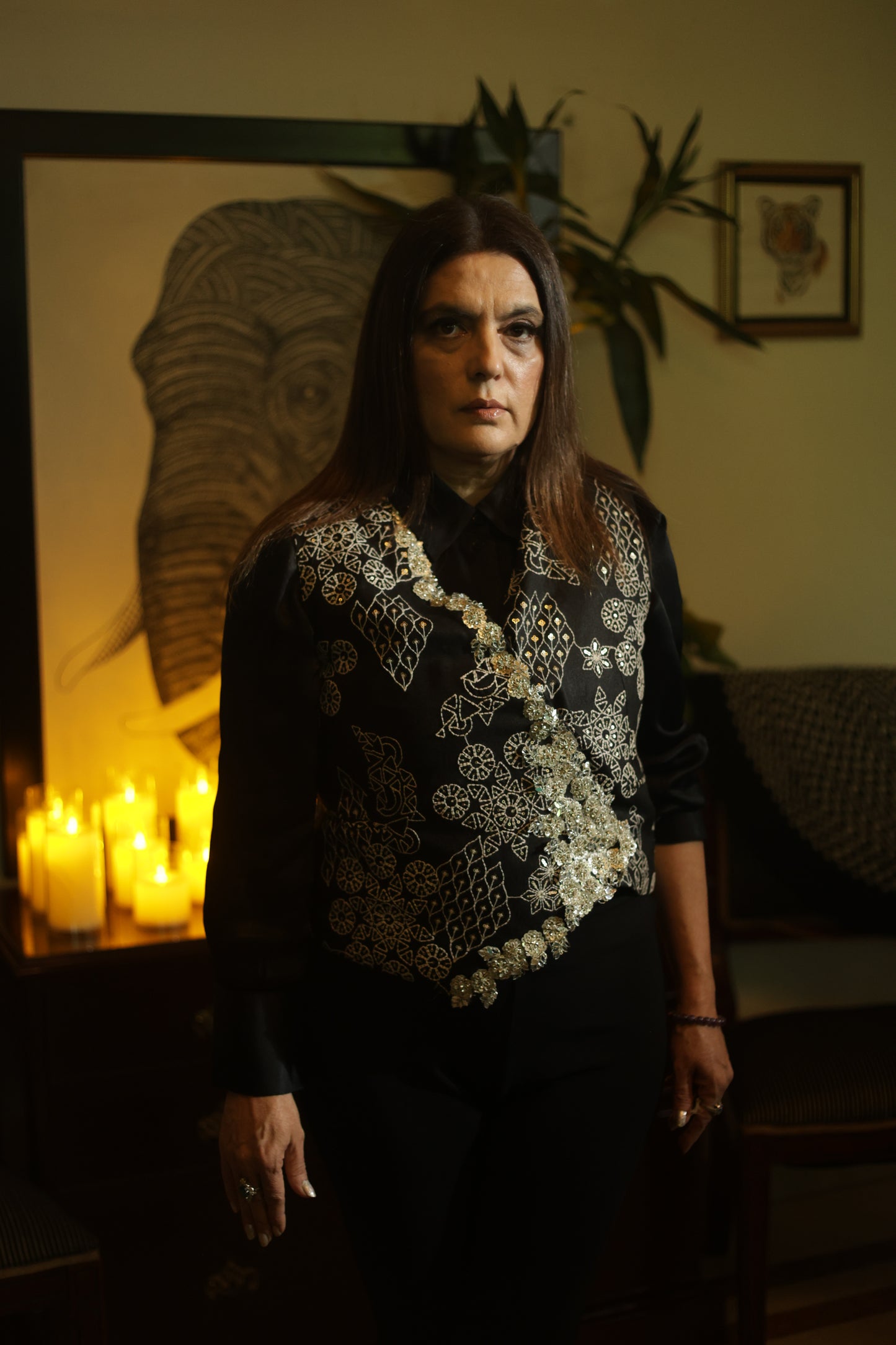 Black Hand-Embroidered Luxury Statement Waist Coat