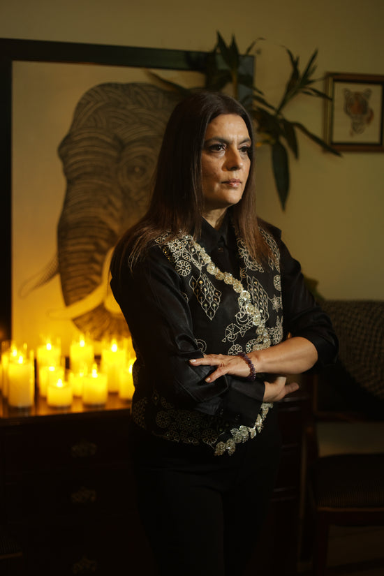 Black Hand-Embroidered Luxury Statement Waist Coat