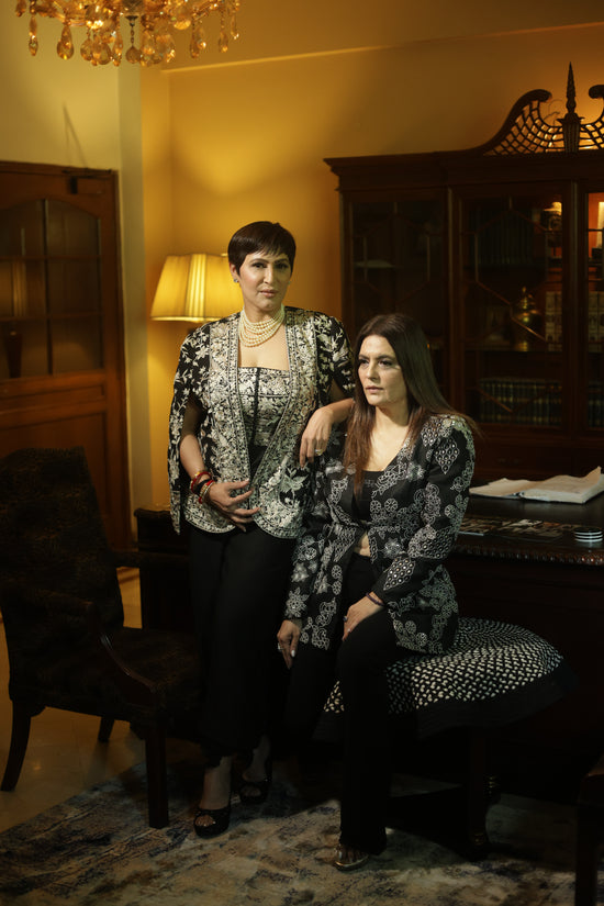 Black Hand-Embroidered Luxe Three Piece Set