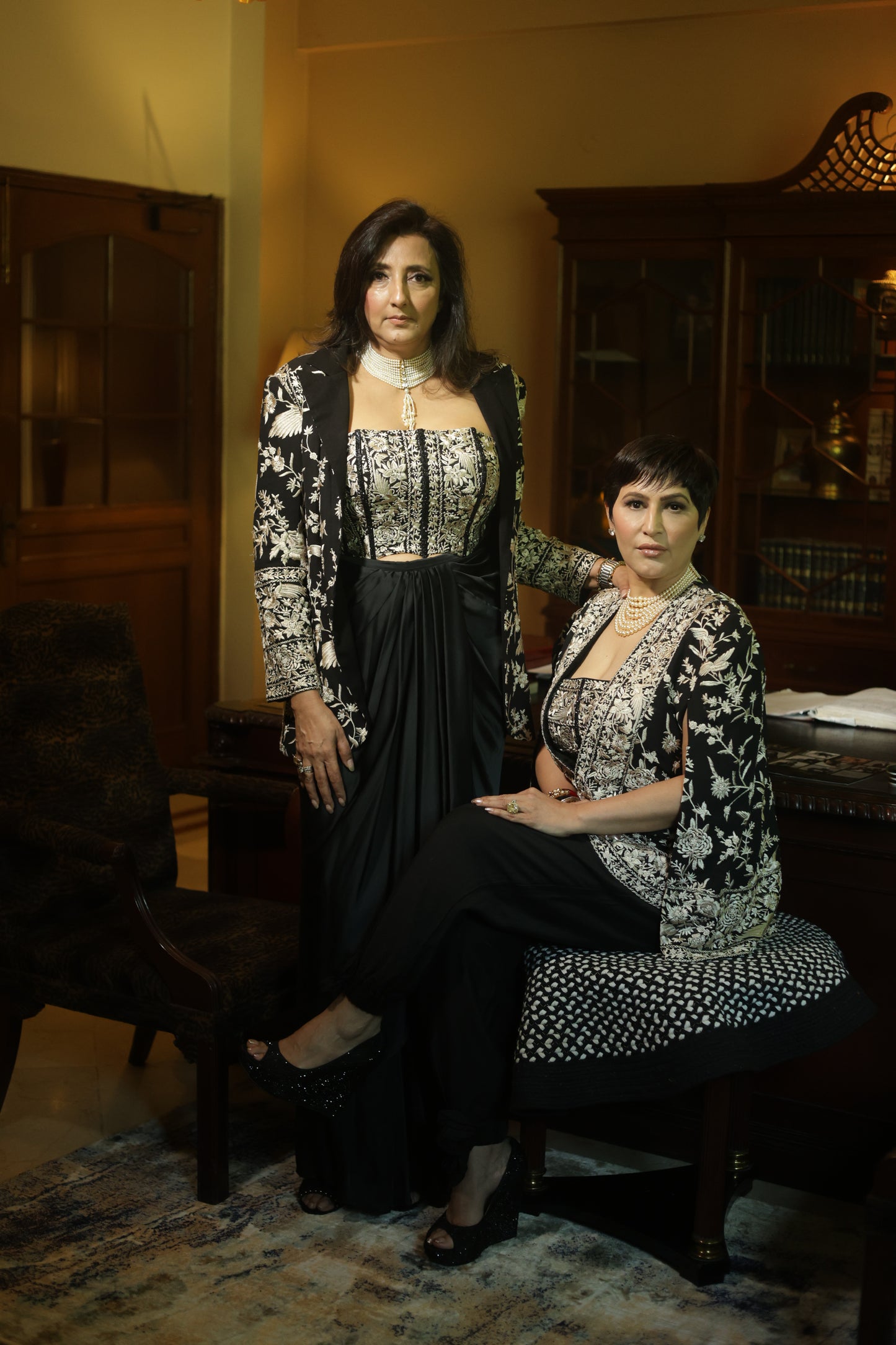 Black Hand-Embroidered Luxe Three Piece Set