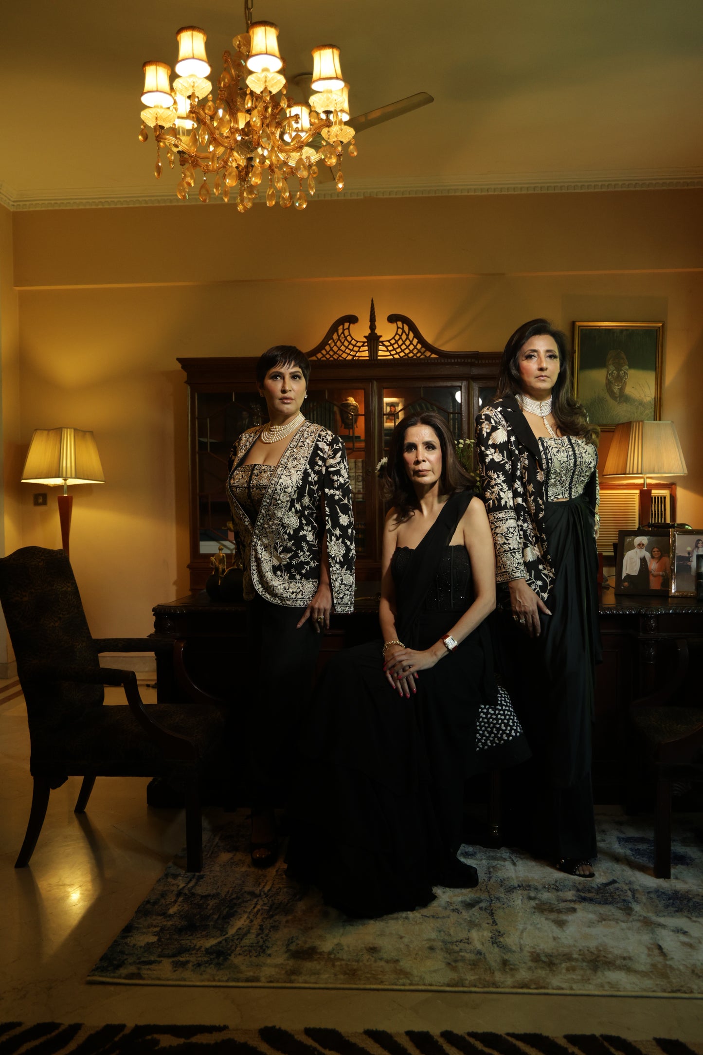 Black Hand-Embroidered Luxe Three Piece Set