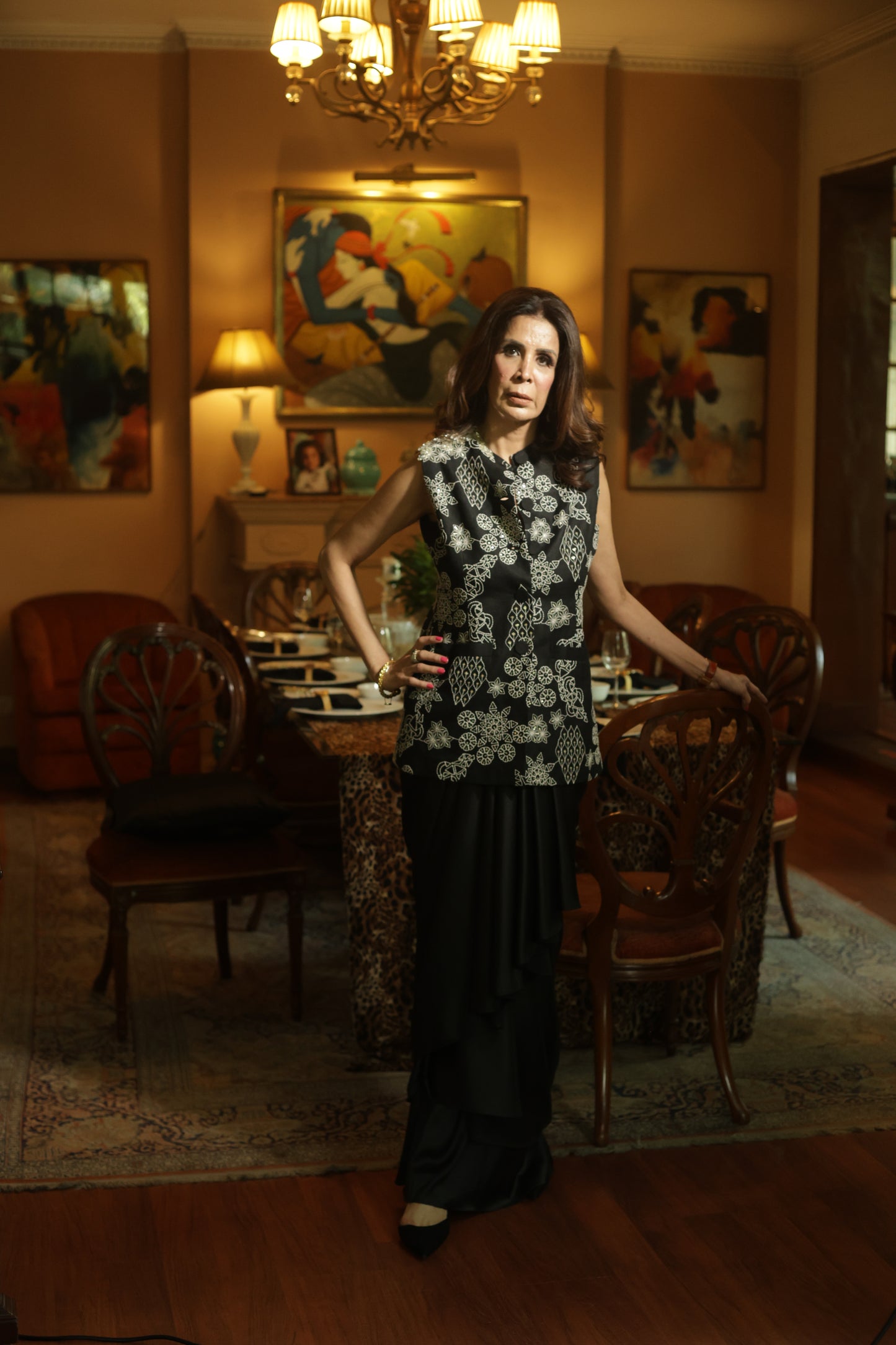 Black Hand-Embroidered Sleeveless Kurti Top