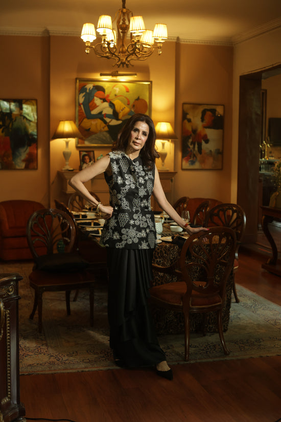 Black Hand-Embroidered Sleeveless Kurti Top