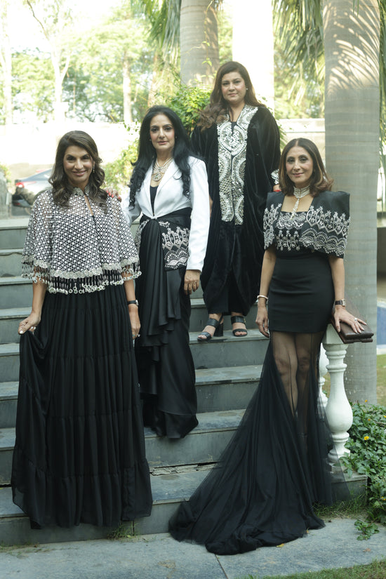 Black Velvet Kaftan Top with Heavy Silver