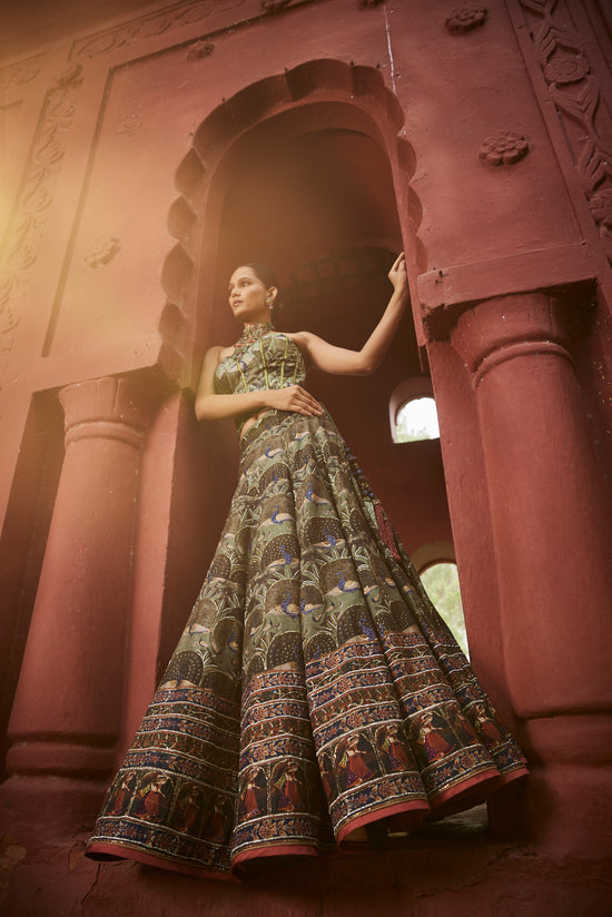 Best Designer Lehenga Blue and Green Color