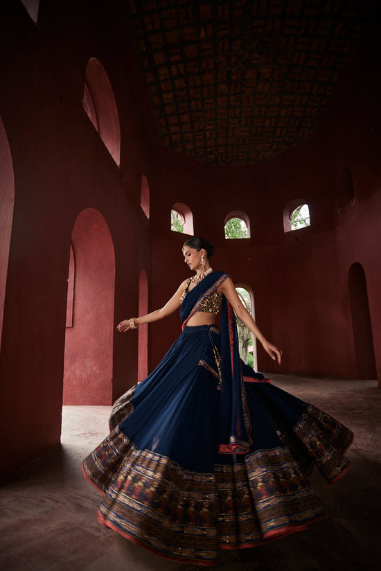 Navy Blue Lehenga Saree