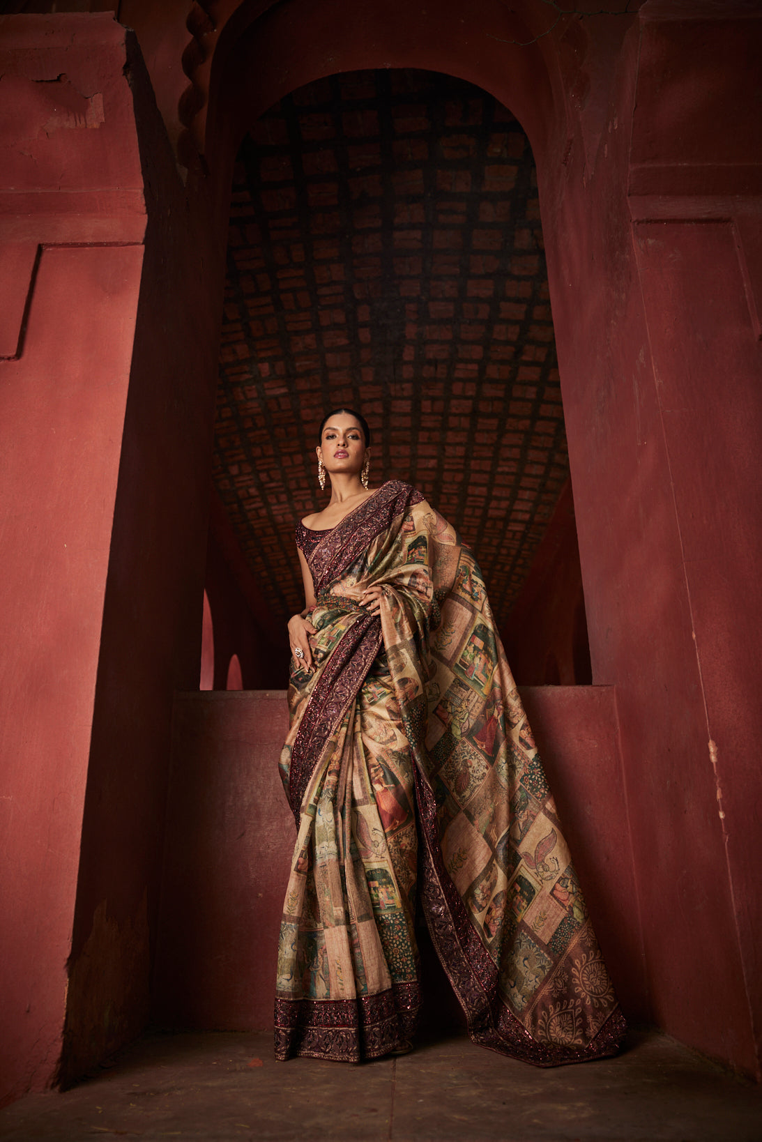 Best Designers Saree with Mix of Earthy colors