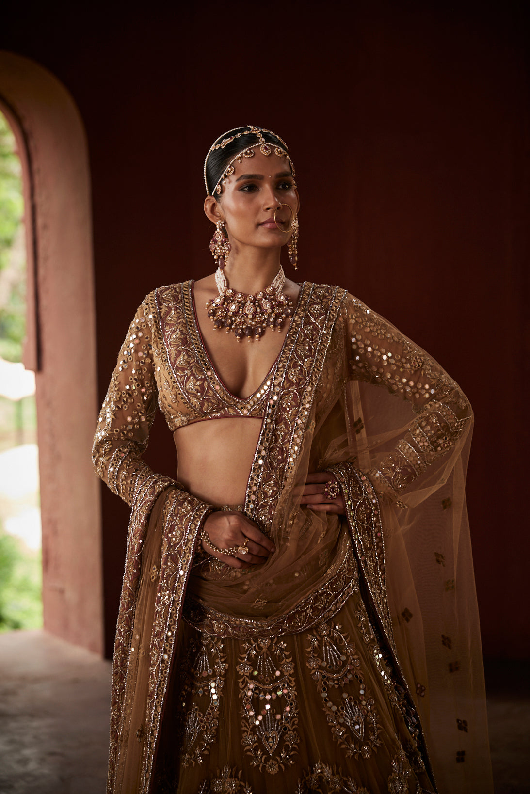 Almond Exquisite Lehenga Set