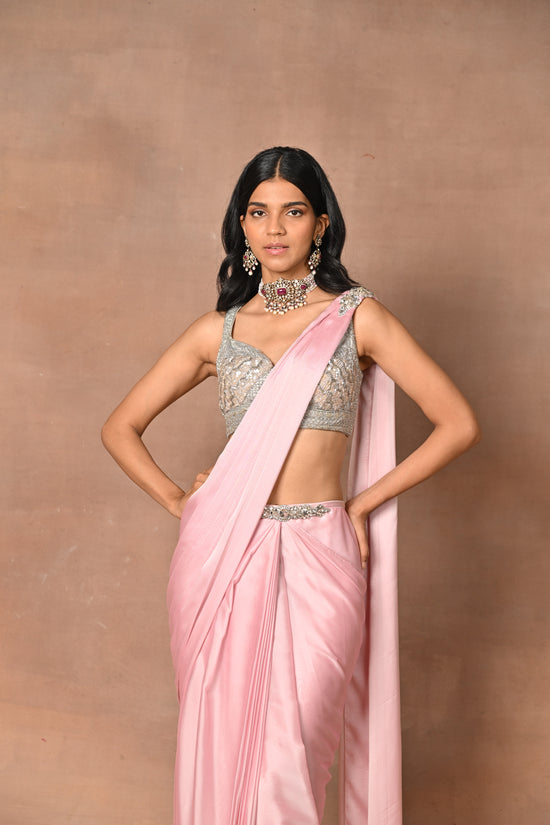 Pink Drape Saree