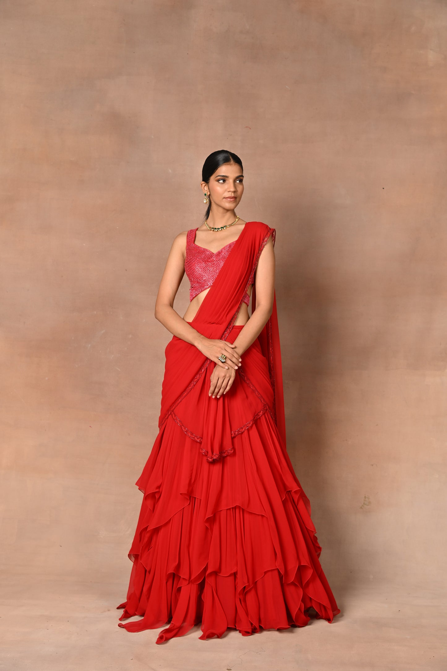 Most Exquisite Red Drape Saree