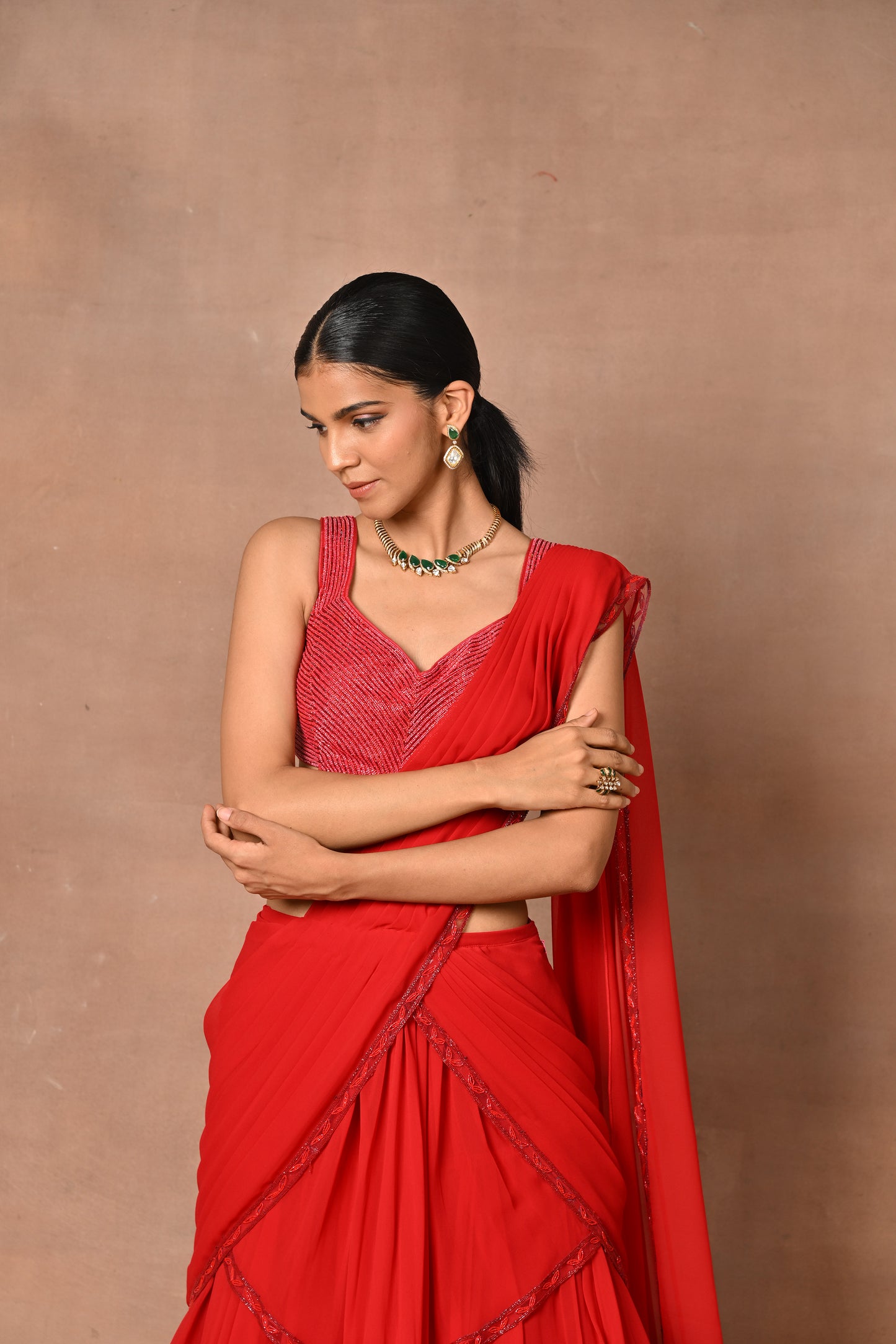 Most Exquisite Red Drape Saree