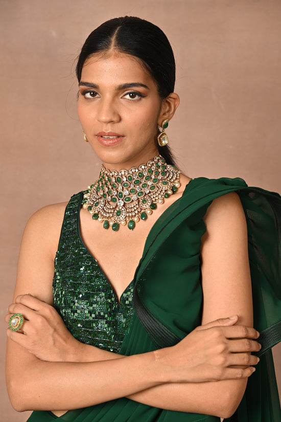 Exquisite Green Drape Saree