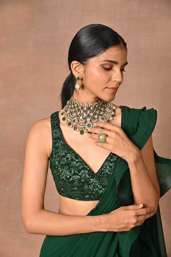 Exquisite Green Drape Saree