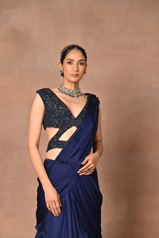 Exquisite Blue Designer Drape Saree