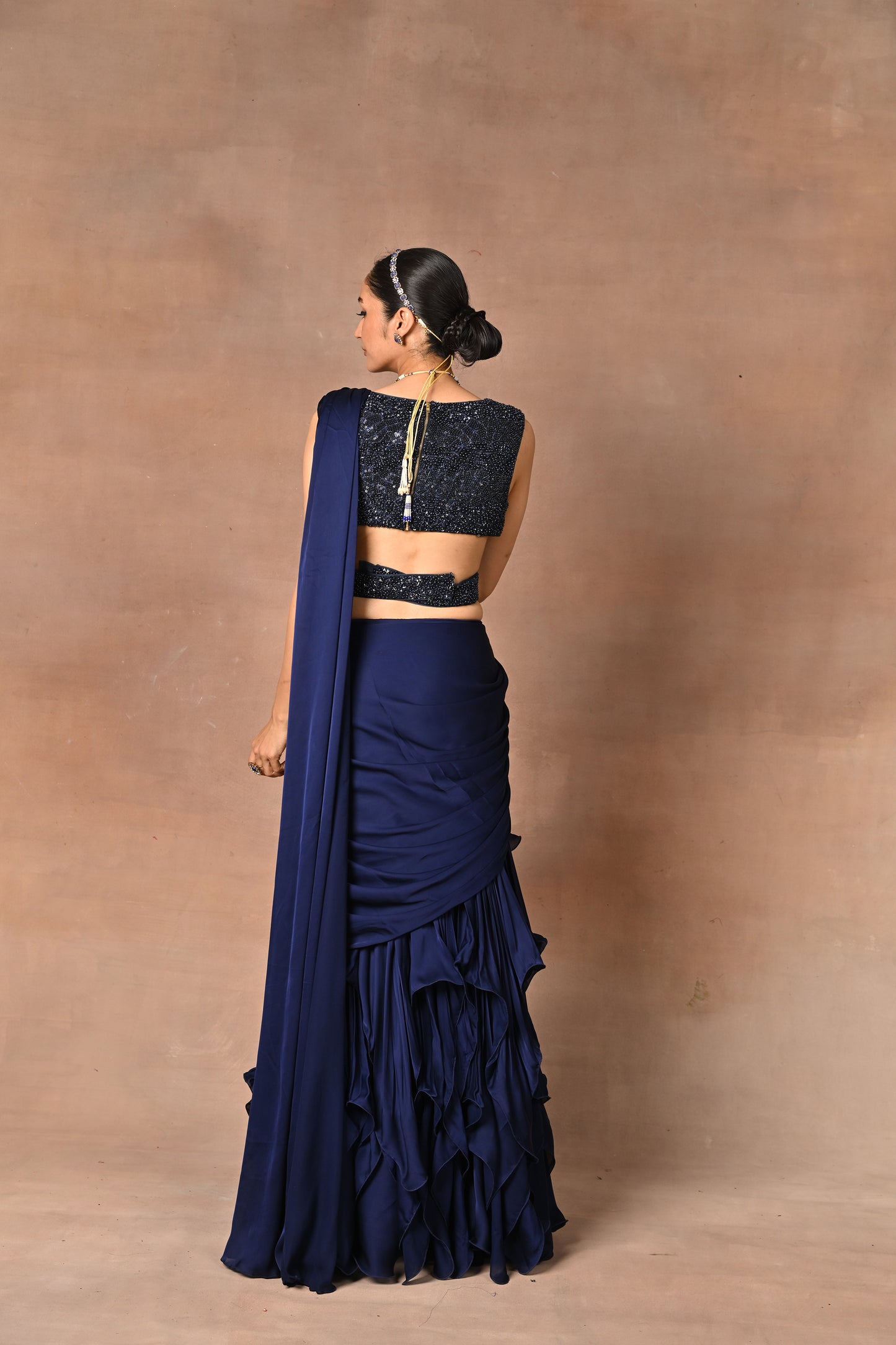 Exquisite Blue Designer Drape Saree