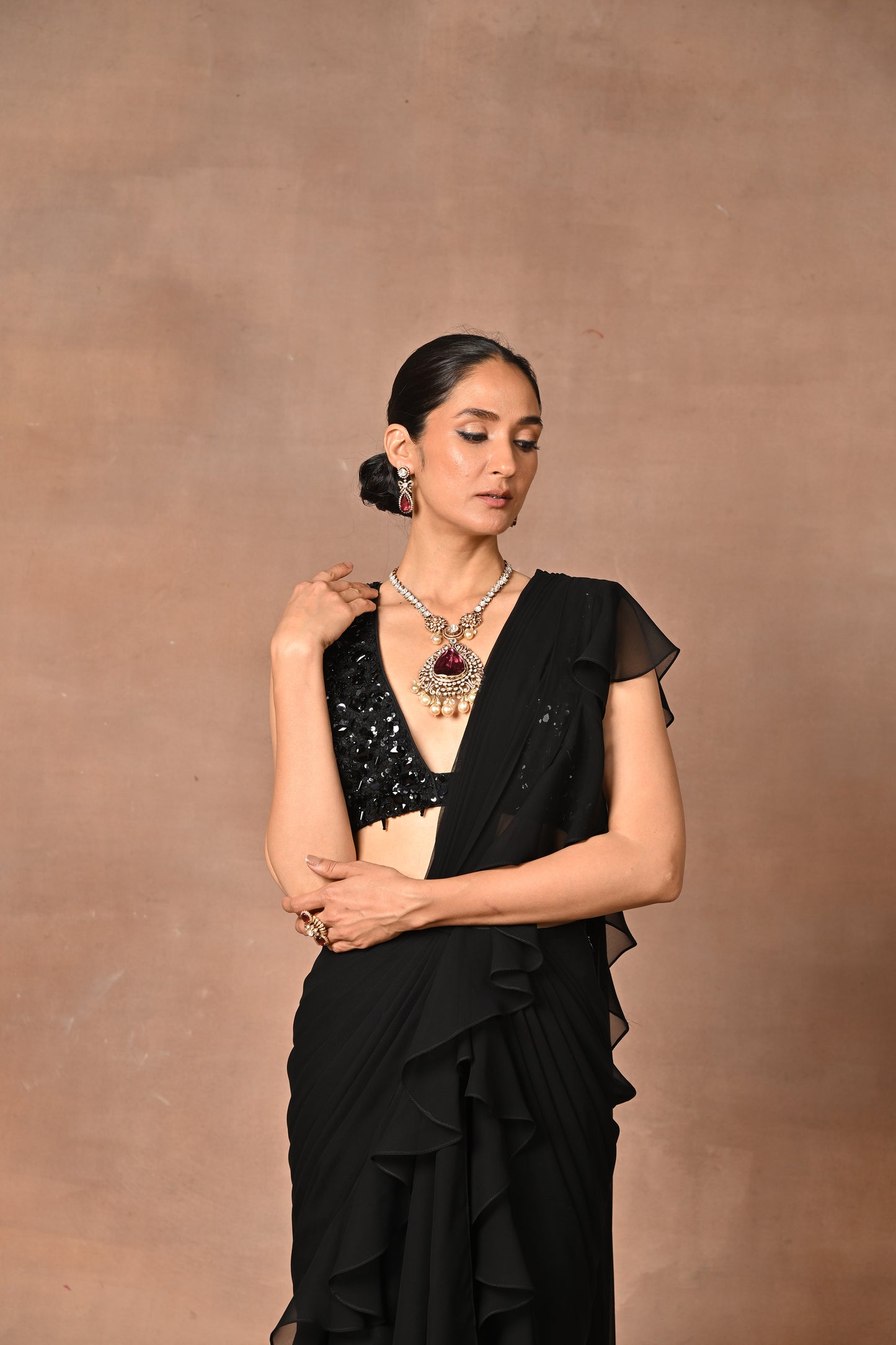 Exquisite Black Drape Saree