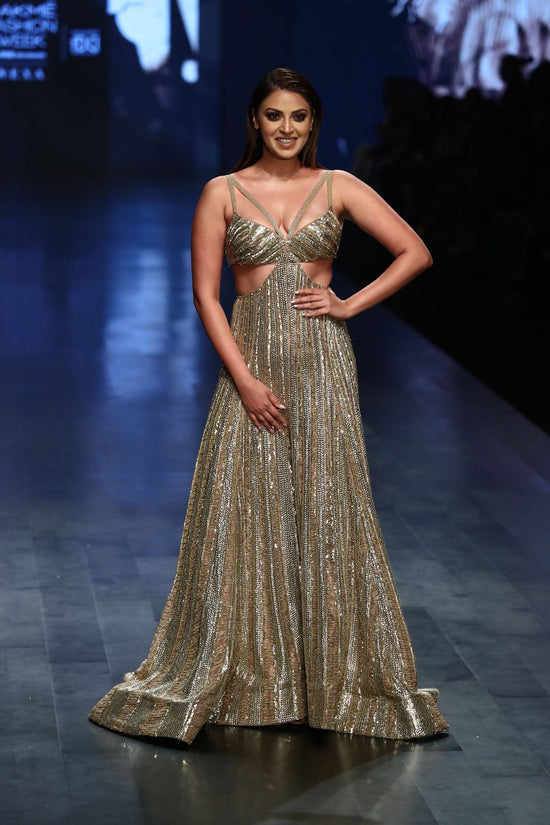 Waist Cut Golden Gown