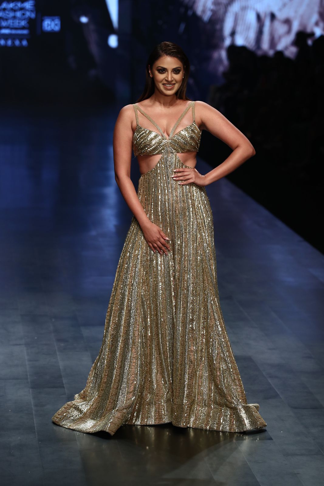 Waist Cut Golden Gown