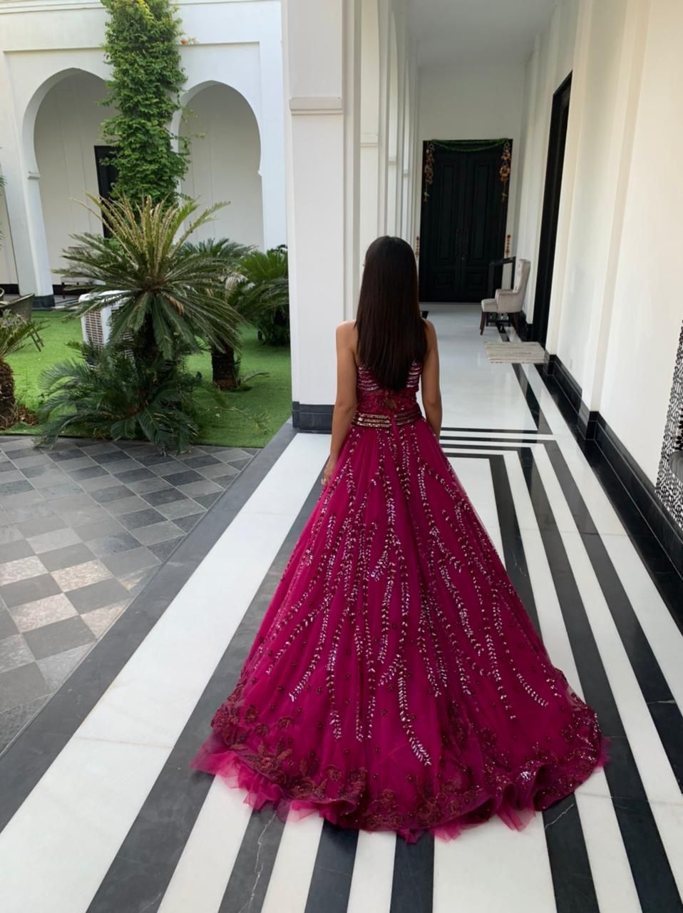 Fuchsia Embellished Ball Gown – Luxury Sequin & Beaded Evening Dress
