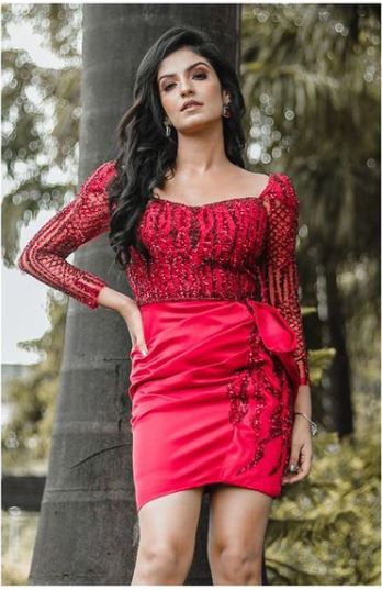 Red Embellished Bodycon Mini Dress