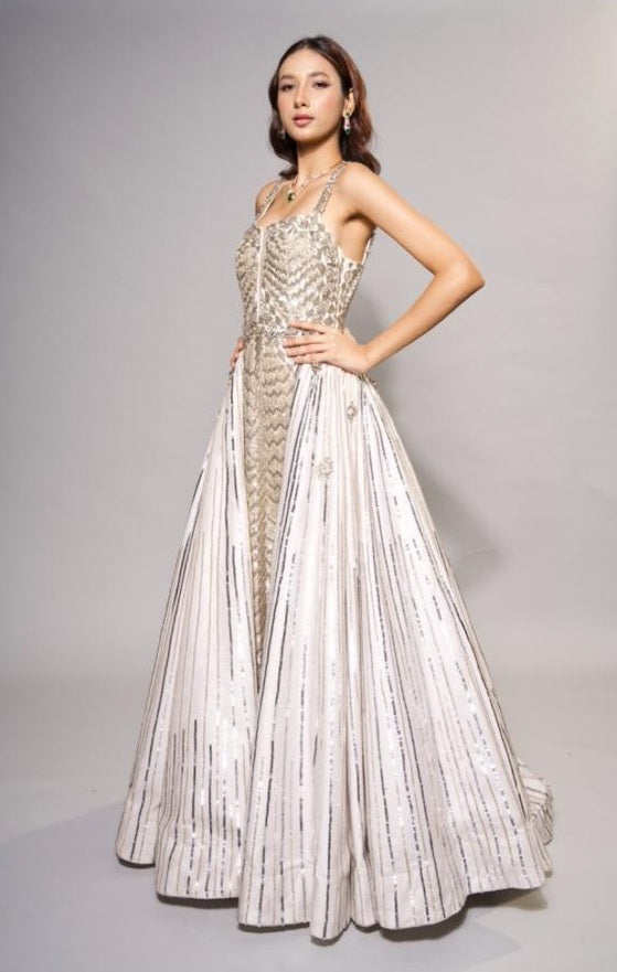 White and Silver Gown