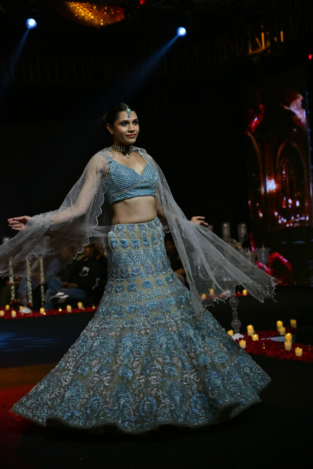 Powder Blue Hand-Embroidered Lehenga Set