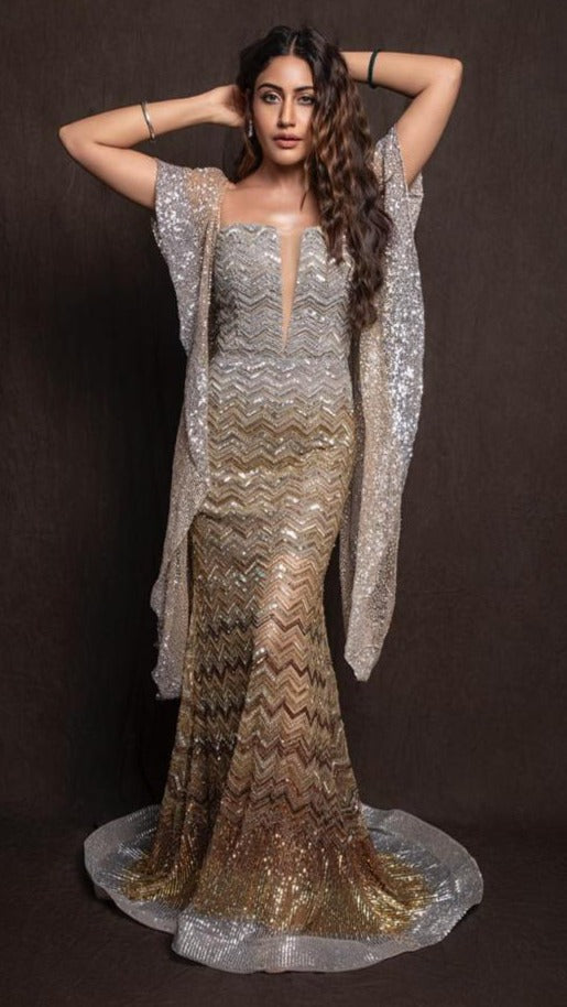 Silver Gold Copper Sequin Gown