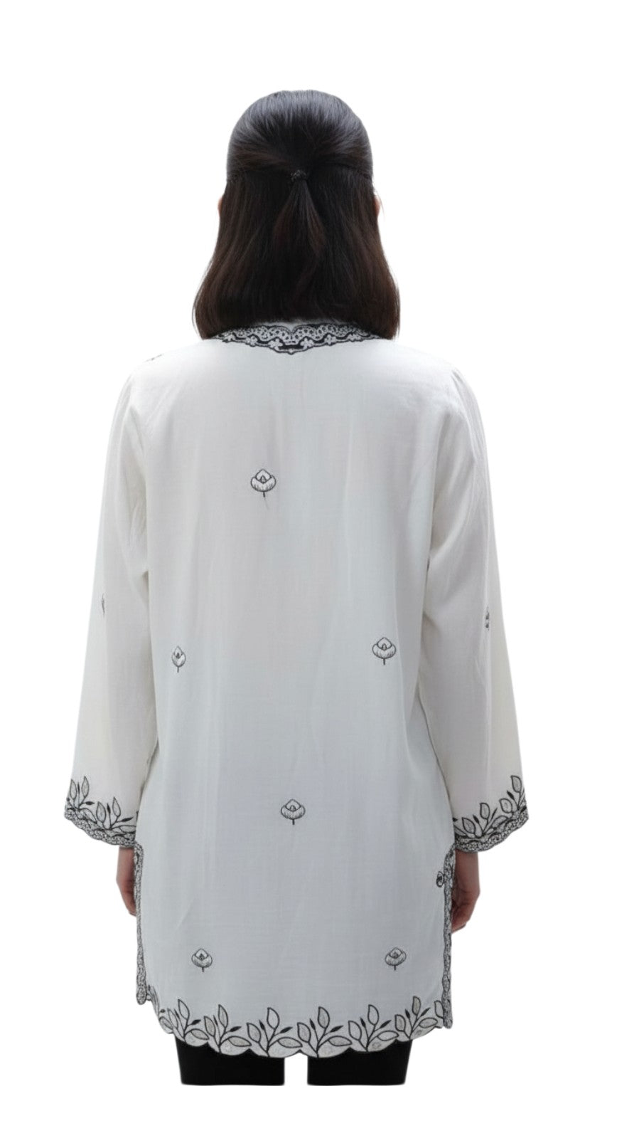Ivory White Embroidered Kurti Top