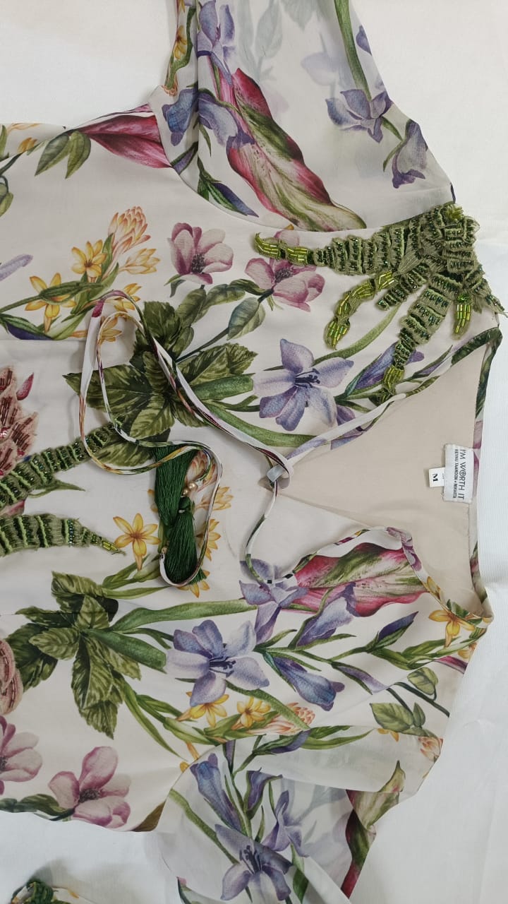 Elegant Floral Tiered Maxi Dress with Bell Sleeves