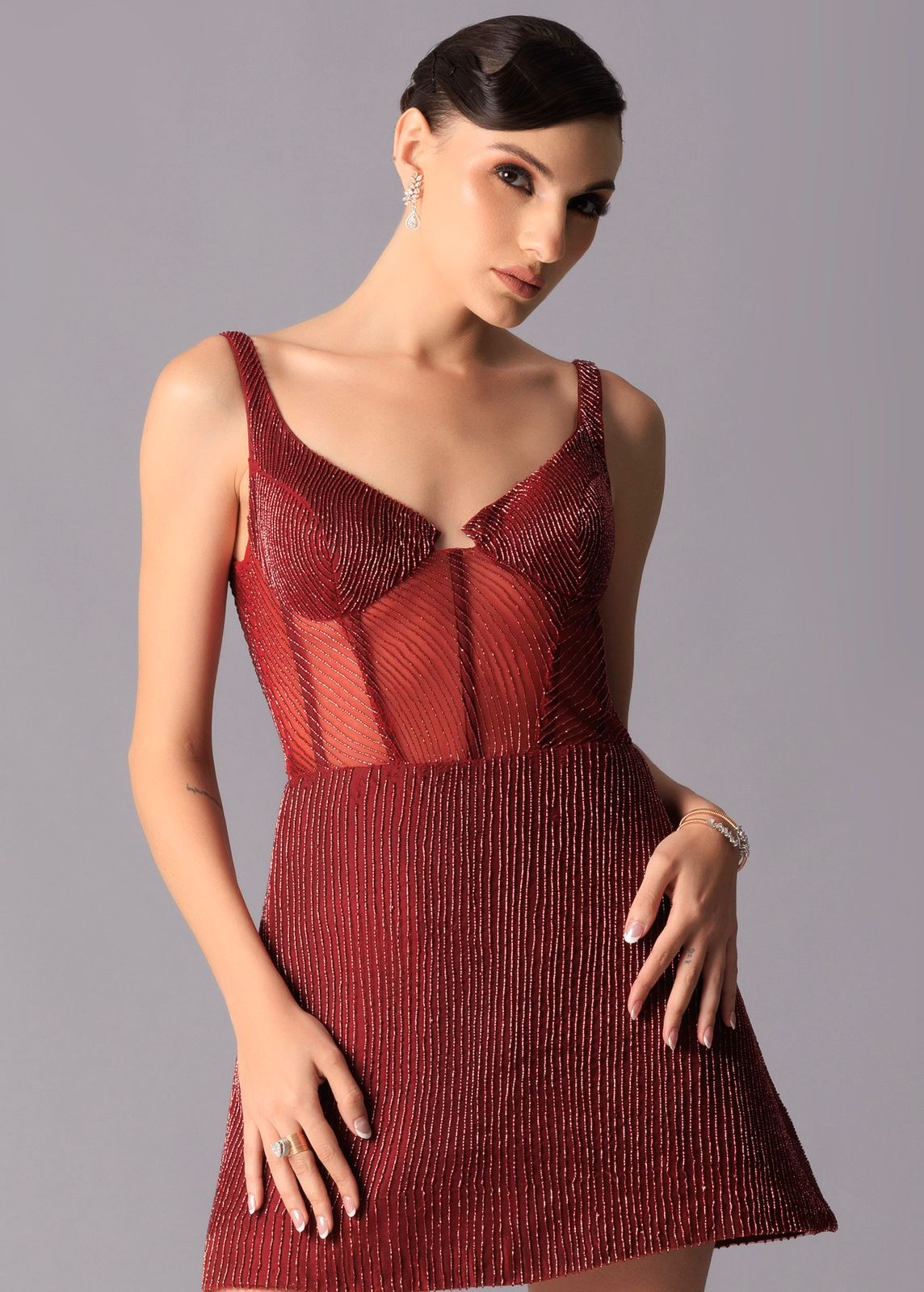 Maroon Corset Short Dress S
