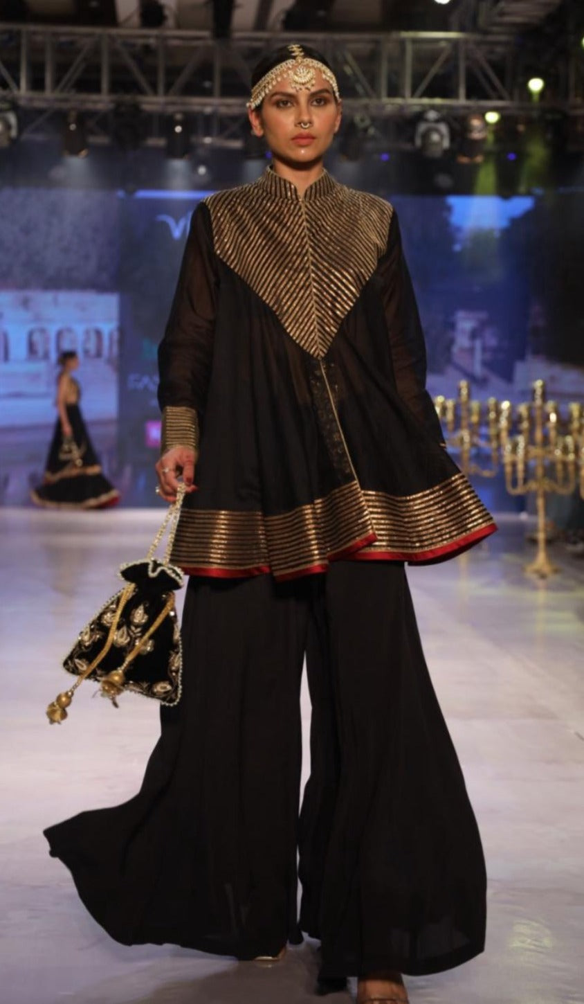 Solid Black Sharara.