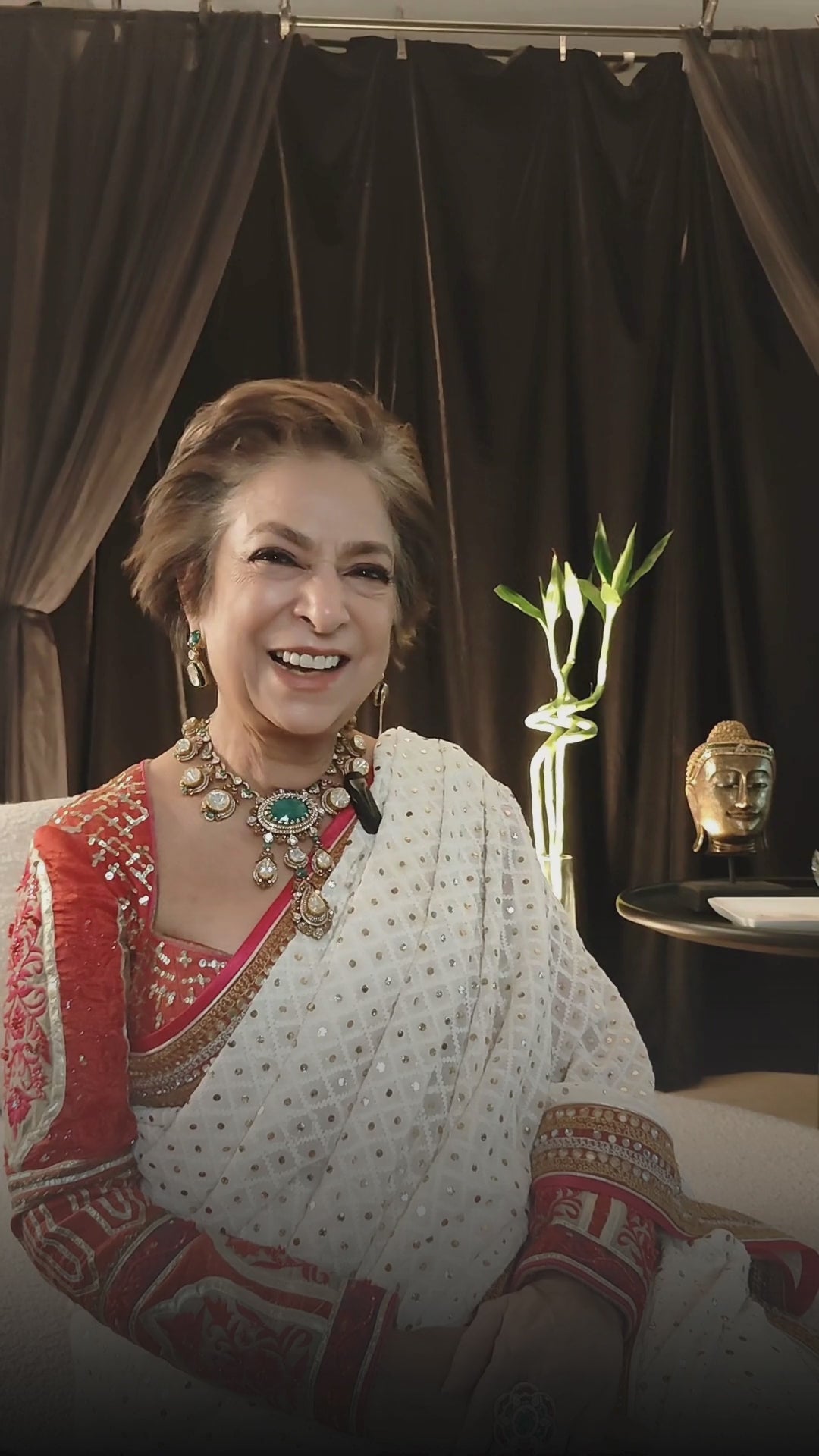 Load and play video in Gallery viewer, Heirloom Ivory Embroidered Saree
