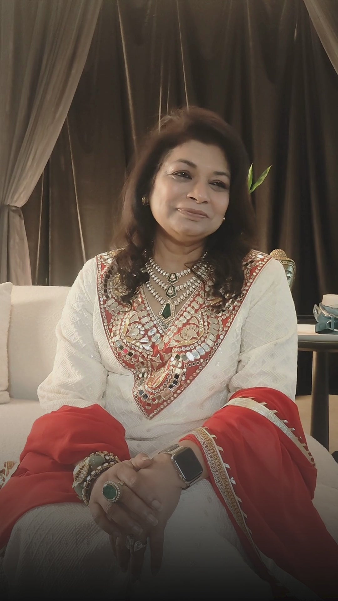 Load and play video in Gallery viewer, Ivory Festive Kurta Set
