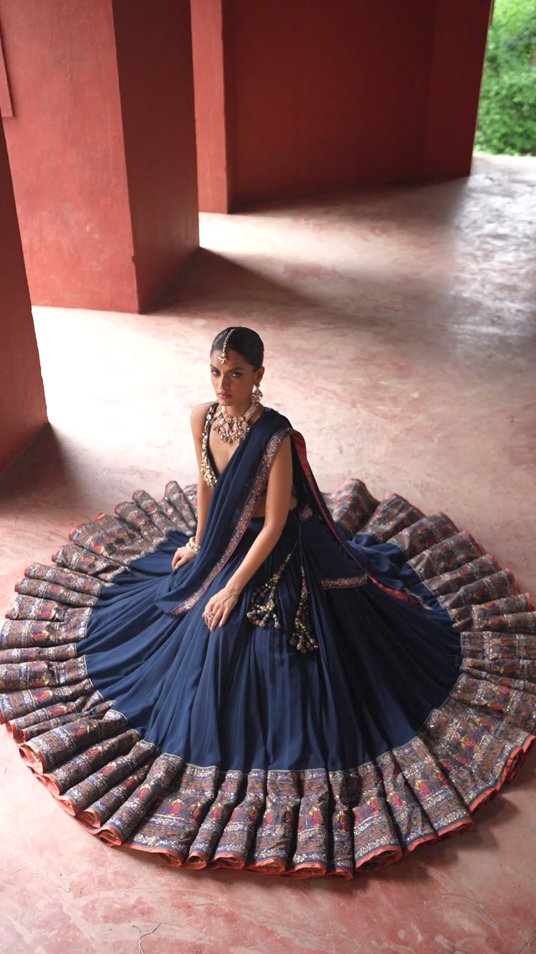 Load and play video in Gallery viewer, Navy Blue Lehenga Saree
