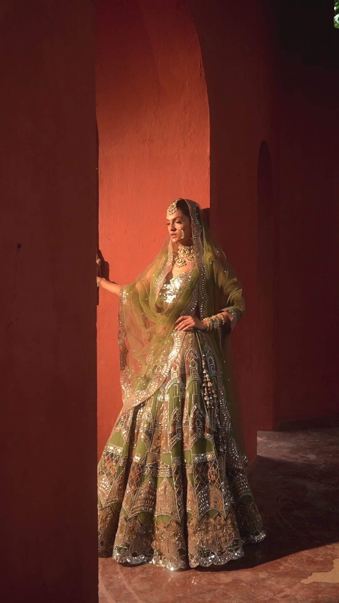 Load and play video in Gallery viewer, Green Lehenga 
