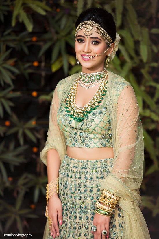 Light Green Designer Bridal  Lehenga