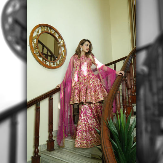 Fuchsia Gota Sharara Suit