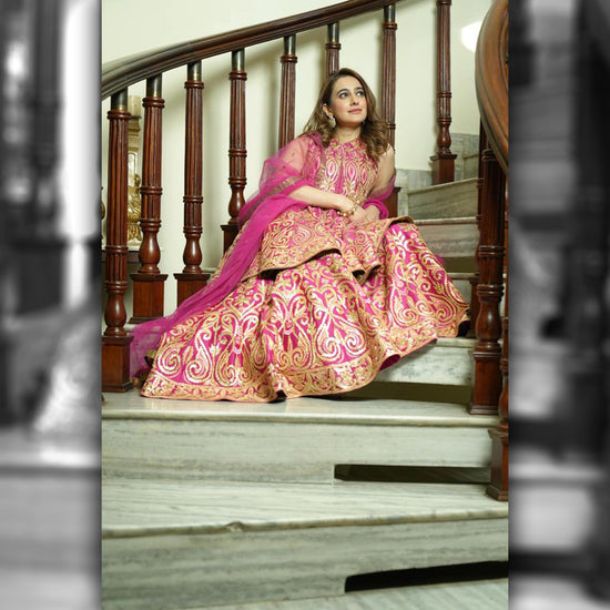 Fuchsia Gota Sharara Suit