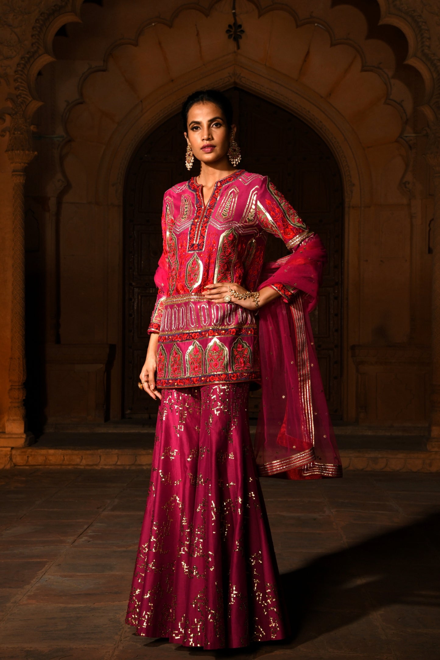 Gold Foil Khushnuma Sharara Suit