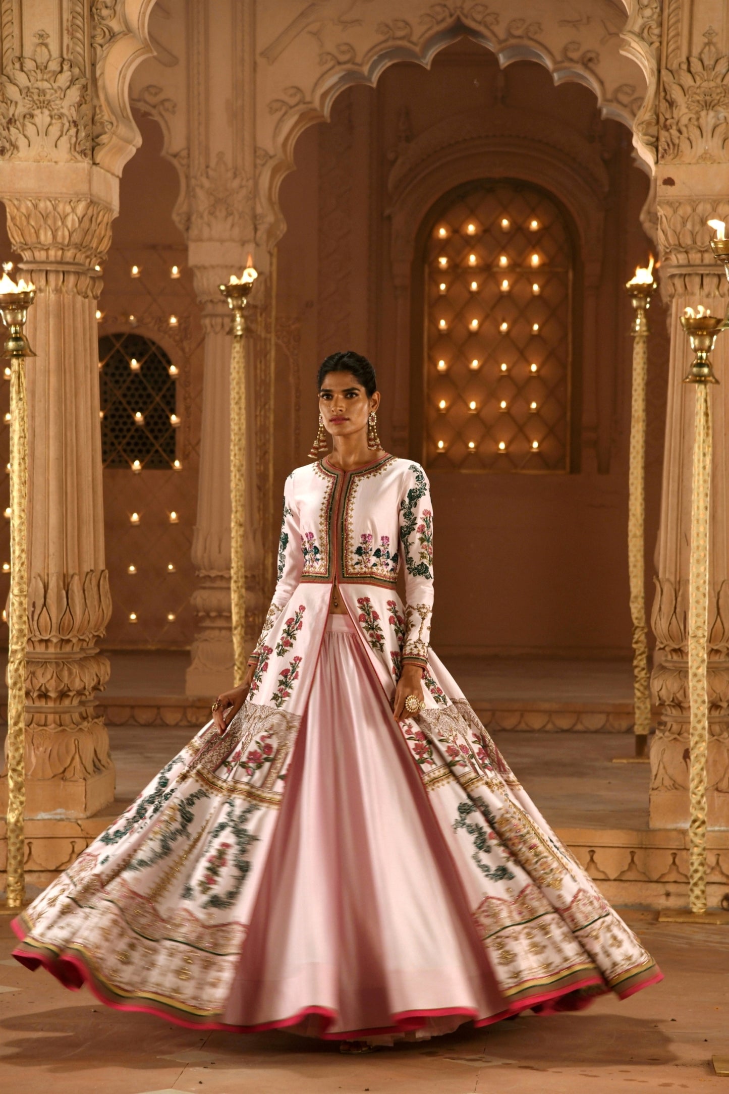 Sharmaya Gulabi Jacket Lehenga