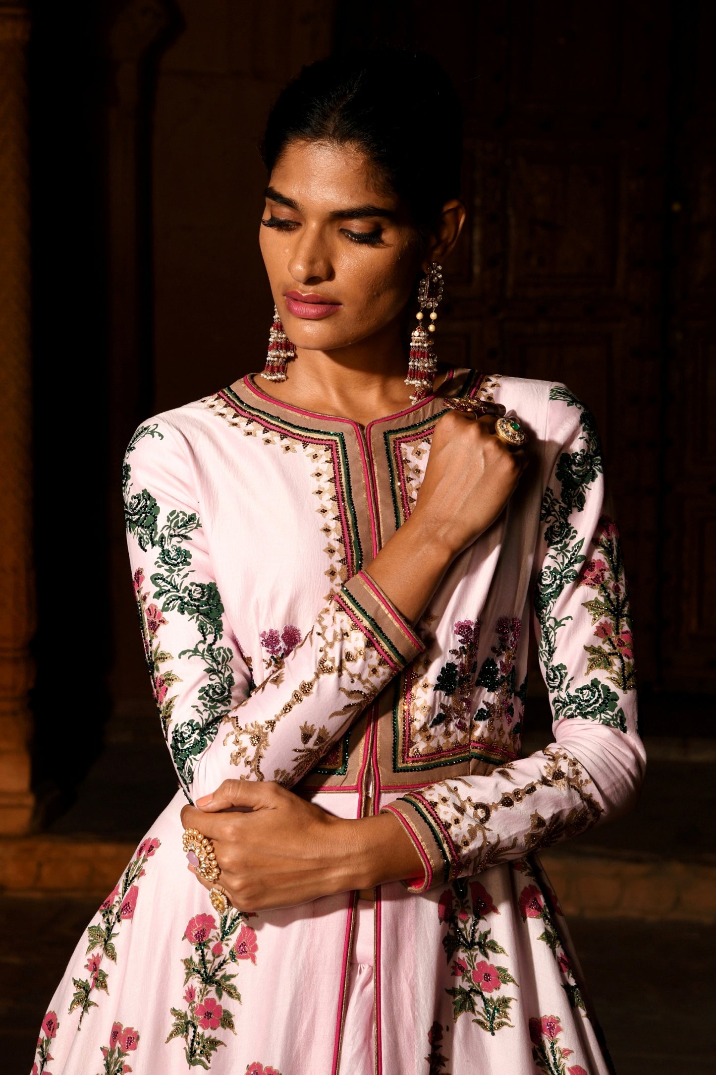 Sharmaya Gulabi Jacket Lehenga