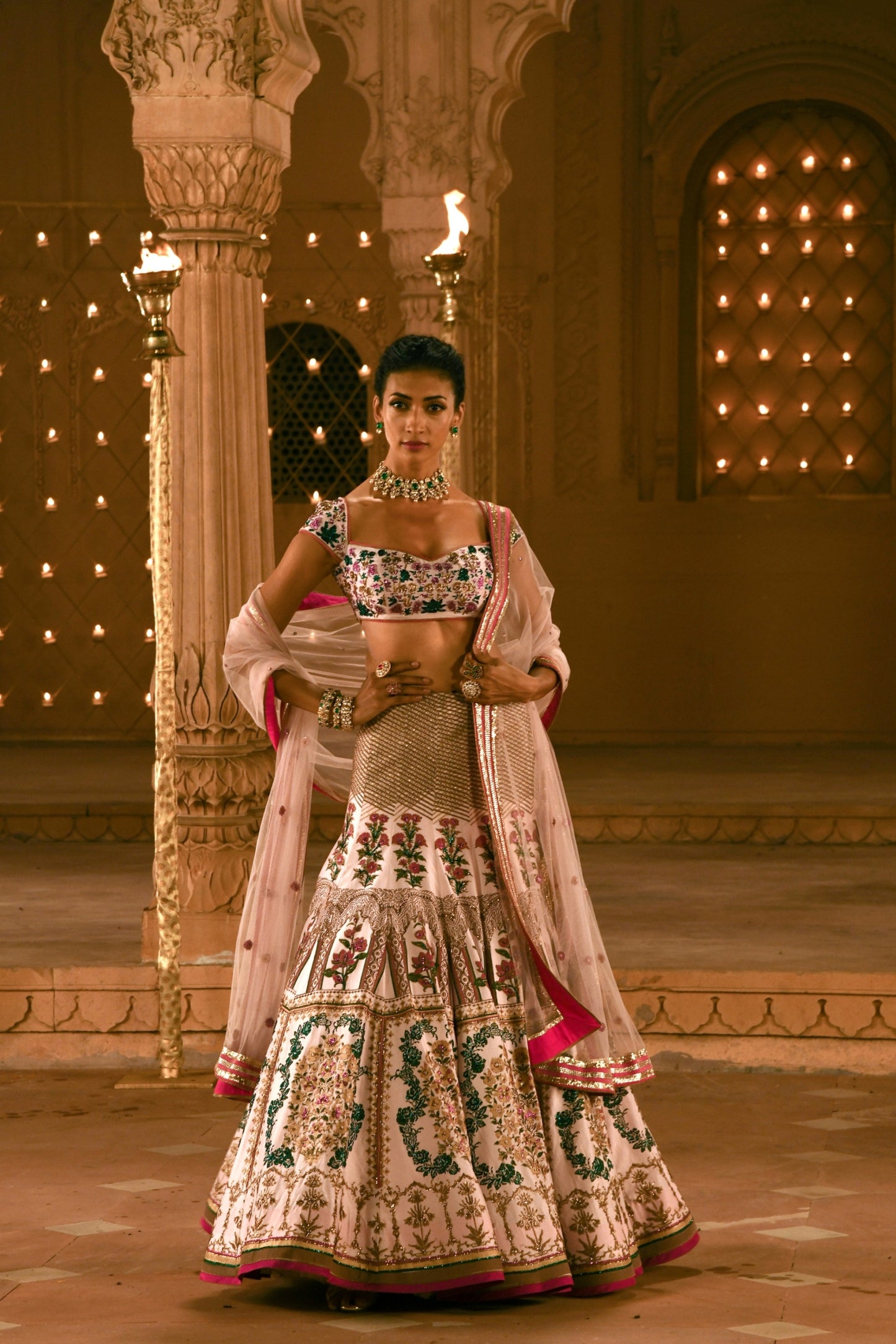 Sharmaya Gulabi Printed Bridal Lehenga