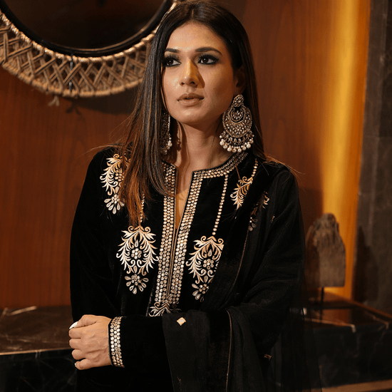 Black Gold Sharara Suit