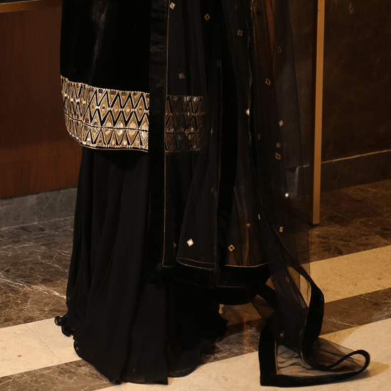 Black Gold Sharara Suit